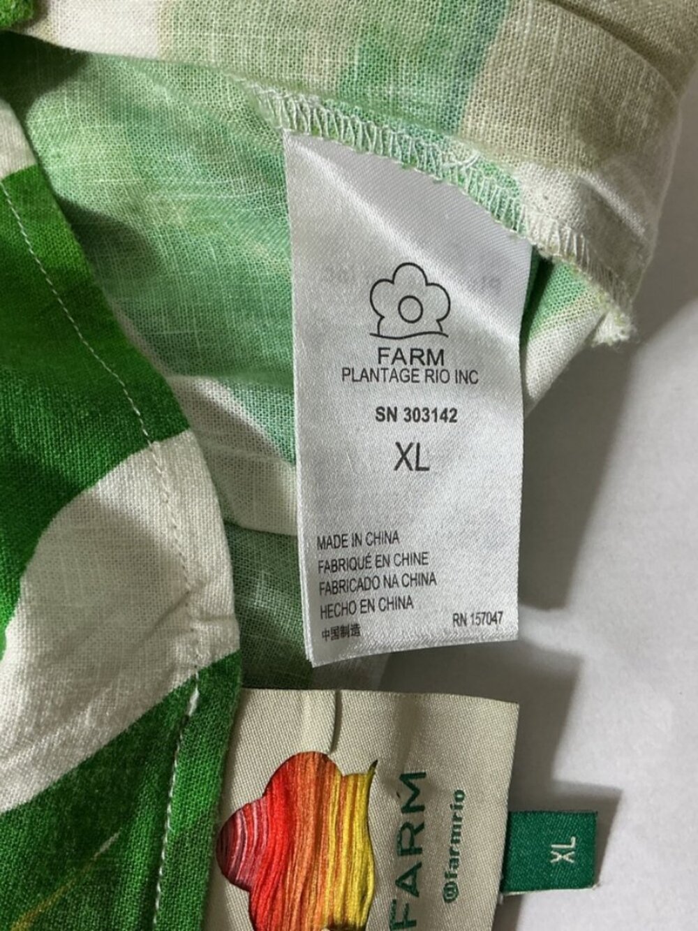 Farm Rio Green Ivory Monstera Leaf One Shoulder Cut Out Jumpsuit Linen Blend XL - Picture 7 of 8